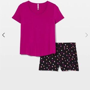 Soma Fuchsia and Black Polka Dot Pajama Set